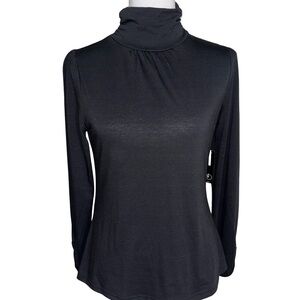 New Directions Black Turtleneck Long Sleeve Top